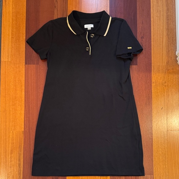 Calvin Klein | Black Polo Dress w/ Gold Accents NOWT | Size XL - Picture 2 of 8